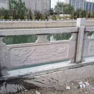 黑河 芙蓉白大花桥梁、河道，石材栏杆、围栏、护栏