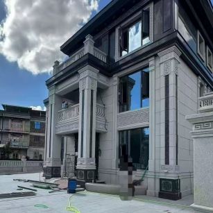 黑河 别墅干挂，芝麻白与芝麻黑完美配合