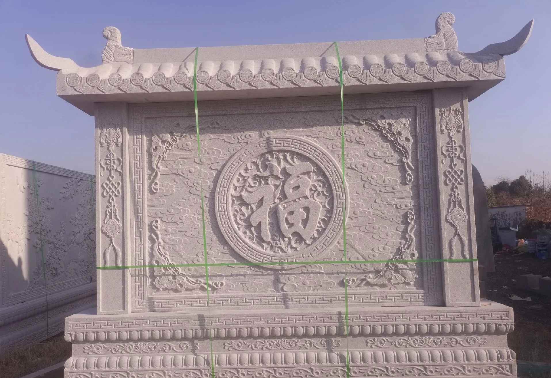 黑河 芝麻白花岗岩屏风，照壁，影壁